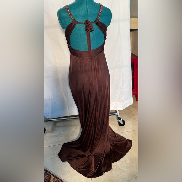 Brown, formal, sequined party dress. - Picture 2 of 4